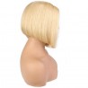 Lace Front Wig, Short Length, 8", Bob Cut, Color #613 (Platinum Blonde), Made With Remy Indian Human Hair