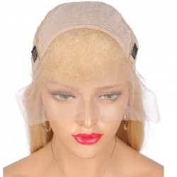 Lace Front Wig, Short Length, 8", Bob Cut, Color #613 (Platinum Blonde), Made With Remy Indian Human Hair