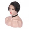 Lace Front Wig, Short Length, 8", Pixie Cut, Color #1B (Off Black), Made With Remy Indian Human Hair