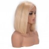 Lace Front Wig, Short Length, 10", Bob Cut, Color #22 (Light Pale Blonde), Made With Remy Indian Human Hair