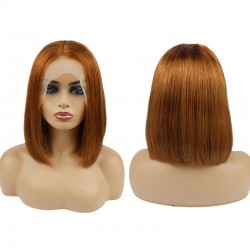 Lace Front Wig, Short Length, 10", Bob Cut, Color #10 (Golden Brown), Made With Remy Indian Human Hair
