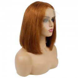 Lace Front Wig, Short Length, 10", Bob Cut, Color #10 (Golden Brown), Made With Remy Indian Human Hair
