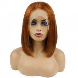 Lace Front Wig, Short Length, 10", Bob Cut, Color #10 (Golden Brown), Made With Remy Indian Human Hair