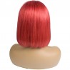 Lace Front Wig, Short Length, 10", Bob Cut, Color Red, Made With Remy Indian Human Hair