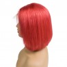 Lace Front Wig, Short Length, 10", Bob Cut, Color Red, Made With Remy Indian Human Hair
