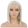Lace Front Wig, Short Length, 10", Bob Cut, Color #60 (Lightest Blonde), Made With Remy Indian Human Hair