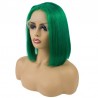 Lace Front Wig, Short Length, 10", Bob Cut, Color Green, Made With Remy Indian Human Hair