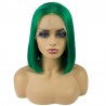 Lace Front Wig, Short Length, 10", Bob Cut, Color Green, Made With Remy Indian Human Hair