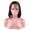 Lace Front Wig, Short length, 10", Bob Cut, Color #1B (Off Black), Made With Remy Indian Human Hair