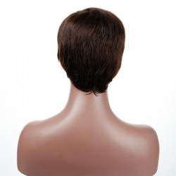 Lace Front Wig, Short Length, 8", Pixie Cut, Color #2 (Darkest Brown), Made With Remy Indian Human Hair