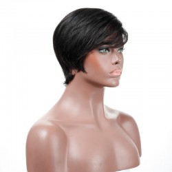 Lace Front Wig, Short Length, 8", Pixie Cut, Color #1 (Jet Black), Made With Remy Indian Human Hair