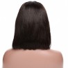 Lace Front Wig, Short Length, 10", Bob Cut With Fringe, Color #1B (Off Black), Made With Remy Indian Human Hair