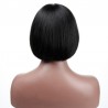 Lace Front Wig, Short Length, 8", Bob Cut With Fringe, Color #1 (Jet Black), Made With Remy Indian Human Hair