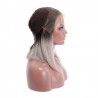 Lace Front Wig, Medium Length, Ombre Color #1B/Grey (Off Black / Grey), Made With Remy India Human Hair