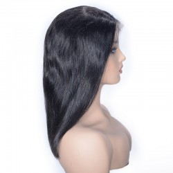Lace Front Wig, Medium Length, Color #1 (Jet Black), Made With Remy Indian Human Hair