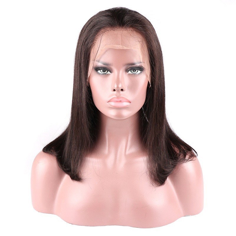 Lace Front Wig, Medium Length, Color #1B (Off Black), Made With Remy Indian Human Hair