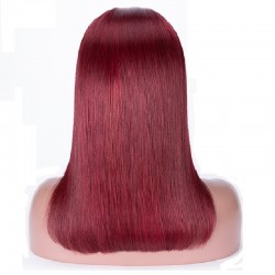 Lace Front Wig, Medium Length, Color #530 (Red Wine), Made With Remy Indian Human Hair