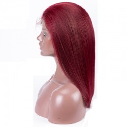 Lace Front Wig, Medium Length, Color #530 (Red Wine), Made With Remy Indian Human Hair