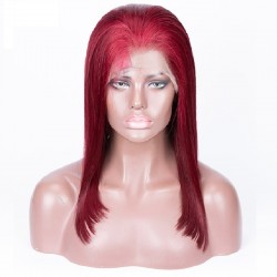 Lace Front Wig, Medium Length, Color #530 (Red Wine), Made With Remy Indian Human Hair
