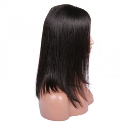 Lace Front Wig, Medium Length, Pre Plucked Hairline, Color #1B (Off Black), Made With Remy Indian Human Hair