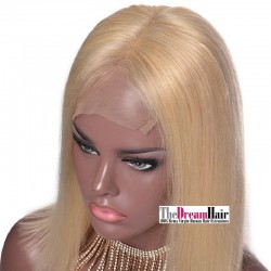 Lace Front Wig, Medium Length, Color #24 (Golden Blonde), Made With Remy Indian Human Hair