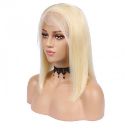Lace Front Wig, Medium Length, Color #613 (Platinum Blonde), Made With Remy Indian Human Hair