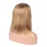 Lace Front Wig, Medium Length, Ombre Color #1B/18 (Off Black / Light Ash Blonde), Made With Remy Indian Human Hair