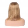 Lace Front Wig, Medium Length, Ombre Color #1B/18 (Off Black / Light Ash Blonde), Made With Remy Indian Human Hair
