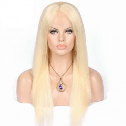Lace Front Wig, Long Length, Color #613 (Platinum Blonde), Made With Remy Indian Human Hair
