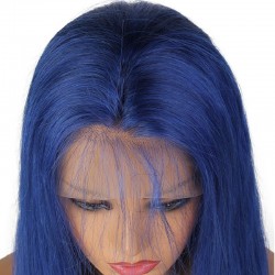 Lace Front Wig, Long Length, Color Blue, Made With Remy Indian Human Hair