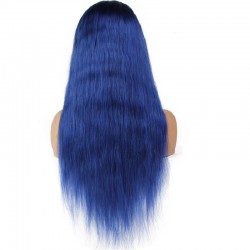 Lace Front Wig, Long Length, Color Blue, Made With Remy Indian Human Hair