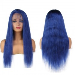 Lace Front Wig, Long Length, Color Blue, Made With Remy Indian Human Hair