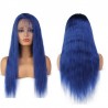 Lace Front Wig, Long Length, Color Blue, Made With Remy Indian Human Hair