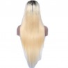 Lace Front Wig, Extra Long Length, Ombre Color #1B/613 (Off Black / Platinum Blonde), Made With Remy Indian Human Hair