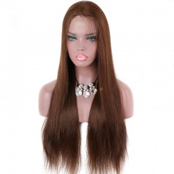 Lace Front Wig, Extra Long Length, Color #4 (Dark Brown), Made With Remy Indian Human Hair