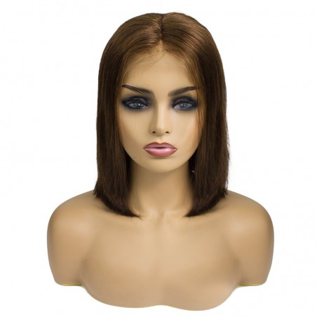 360° Lace Wig, Short Length, 10", Bob Cut, Color #2 (Darkest Brown), Made With Remy Indian Human Hair