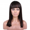 360° Lace Wig, Medium Length, Fringe Cut, Mix Color #1B/4 (Off Black / Dark Brown), Made With Remy Indian Human Hair