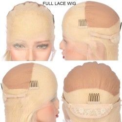 Full Lace Wig, Medium Length, Color #24 (Golden Blonde), Made With Remy Indian Human Hair
