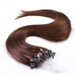 Micro Loop Ring Hair Extensions, Color #4 (Dark Brown), Made With Remy Indian Human Hair