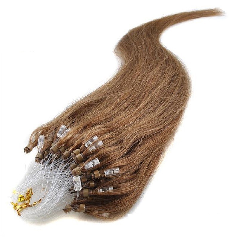 Micro Loop Ring Hair Extensions, Color #8 (Chestnut Brown), Made With Remy Indian Human Hair