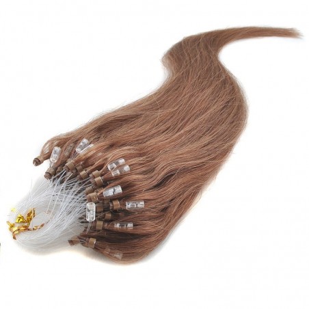 Micro Loop Ring Hair Extensions, Color #30 (Dark Auburn), Made With Remy Indian Human Hair