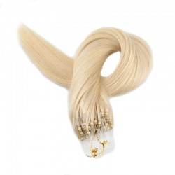 Micro Loop Ring Hair Extensions, Color #60 (Lightest Blonde), Made With Remy Indian Human Hair