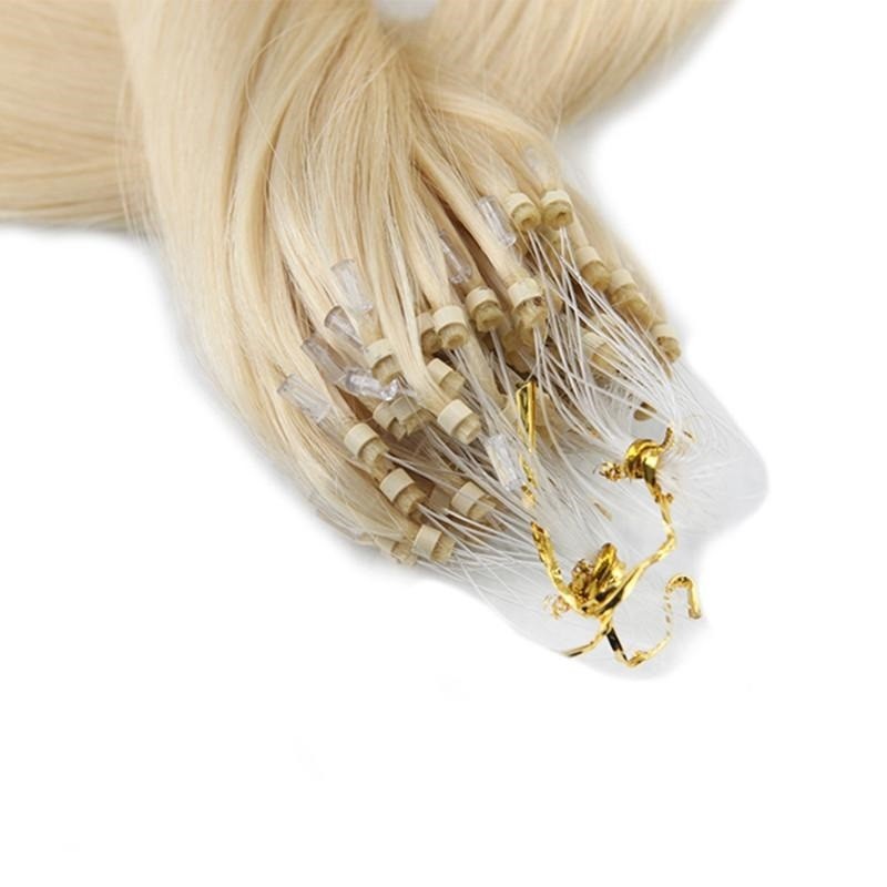 Micro Loop Ring Hair Extensions, Color #60 (Lightest Blonde), Made With Remy Indian Human Hair