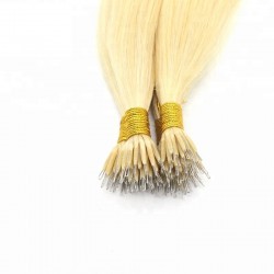 Nano Ring Hair Extensions, Color #24 (Golden Blonde), Made With Remy Indian Human Hair