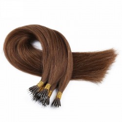 Nano Ring Hair Extensions, Color #4 (Dark Brown), Made With Remy Indian Human Hair