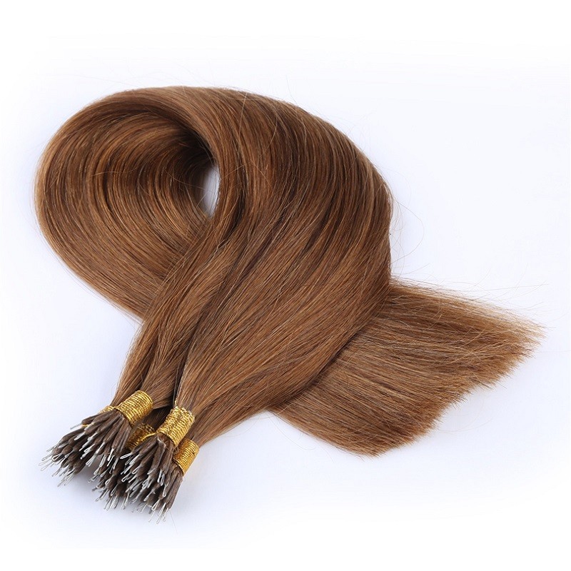 Nano Ring Hair Extensions, Color #6 (Medium Brown), Made With Remy Indian Human Hair