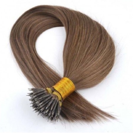 Nano Ring Hair Extensions, Color #8 (Chestnut Brown), Made With Remy Indian Human Hair