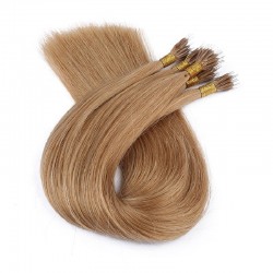 Nano Ring Hair Extensions, Color #12 (Light Brown), Made With Remy Indian Human Hair