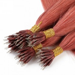 Nano Ring Hair Extensions, Color #35 (Red Rust), Made With Remy Indian Human Hair