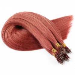 Nano Ring Hair Extensions, Color #35 (Red Rust), Made With Remy Indian Human Hair